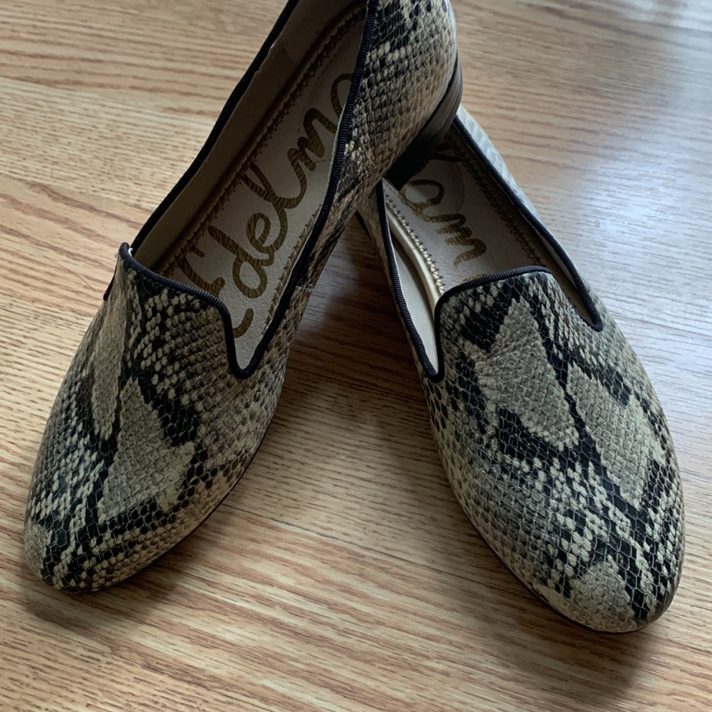 Like New Sam Edelman Snake Print Leather Loafers